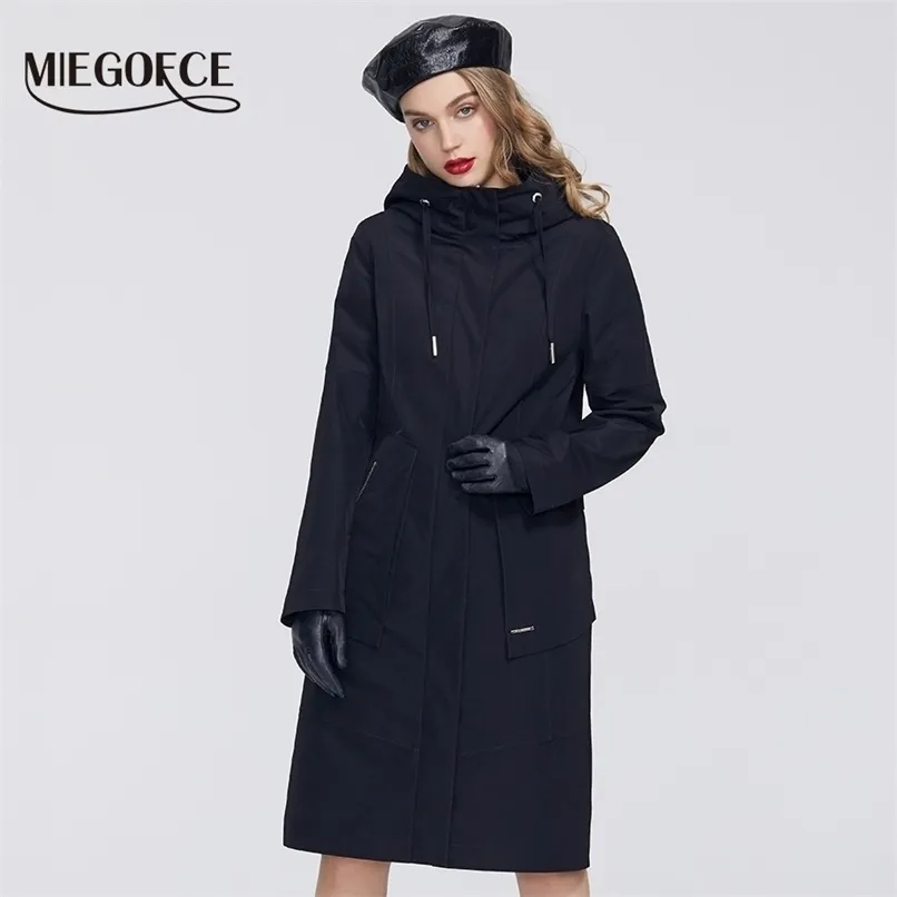 MIEGOFCE Spring Collection Women Windbreaker with Cold overcoat Resistant Coat and Hood Casual for Fashionistas 211021