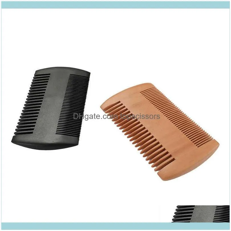 Outils de soins de coiffure Produits capillaires Brosses à cheveux Couleur du journal Double dents Peigne à barbe Hommes Acajou Drop Livraison 2021 T0Qlf