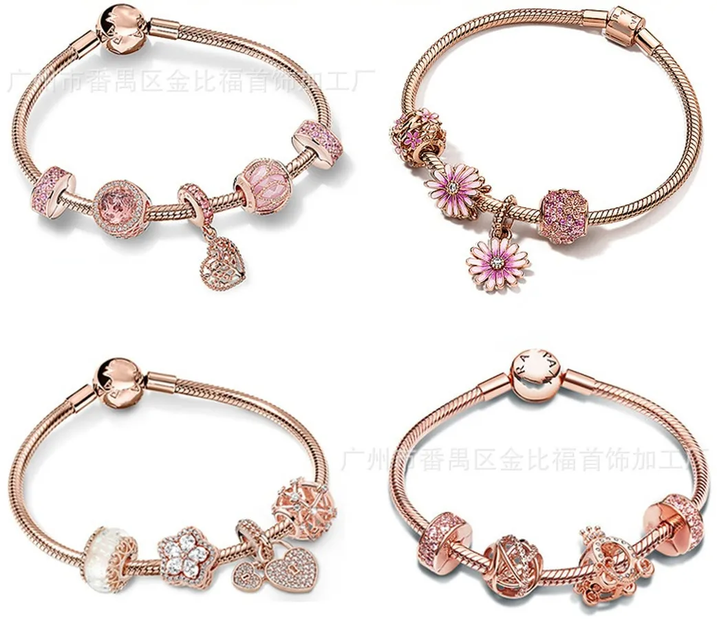 Designer Jewelry 925 Silver Bracelet Charm Bead fit Rose Gold Hollow Constellation Shining Daisy Slide Bracelets Beads European Style Charms Beaded