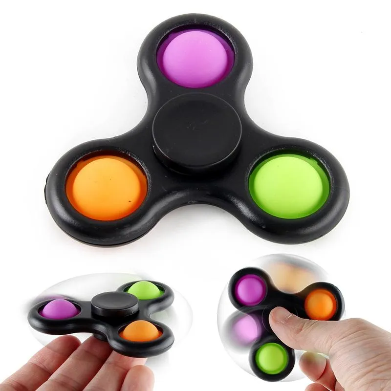 Black Fidget Spinner Toy Toy Deding Toys Spinning Top Push Pop Bubble Sensorial Mão dos Fingertip Spinners Wholesale