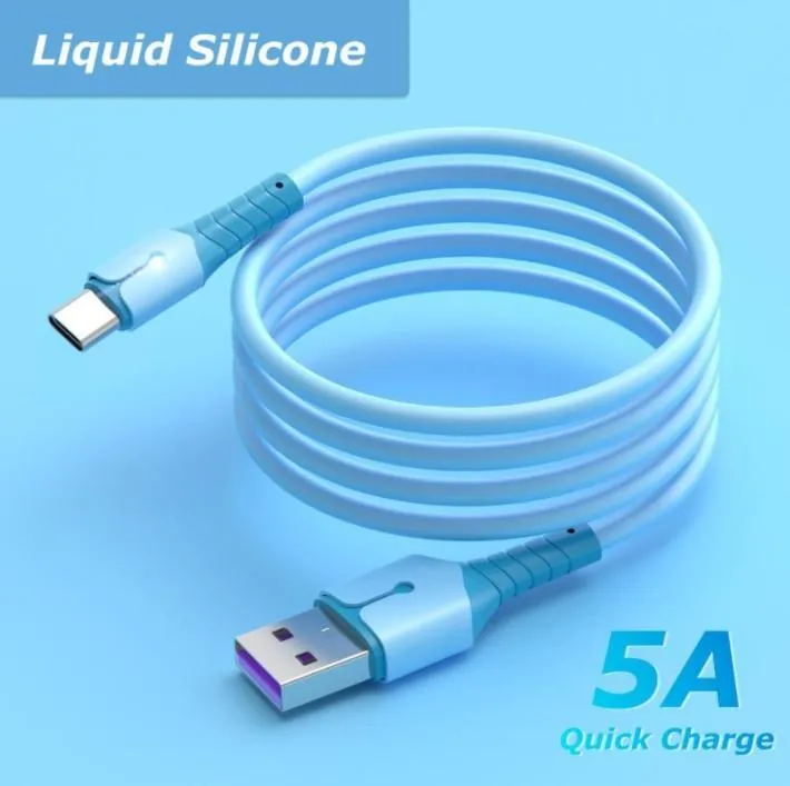 Silicone Líquido 5A Super Rápido Cabo Cabo Micro USB Tipo C Tipo C Para Samsung S20 S10 Nota 20 LG Carregando dados de fio USB