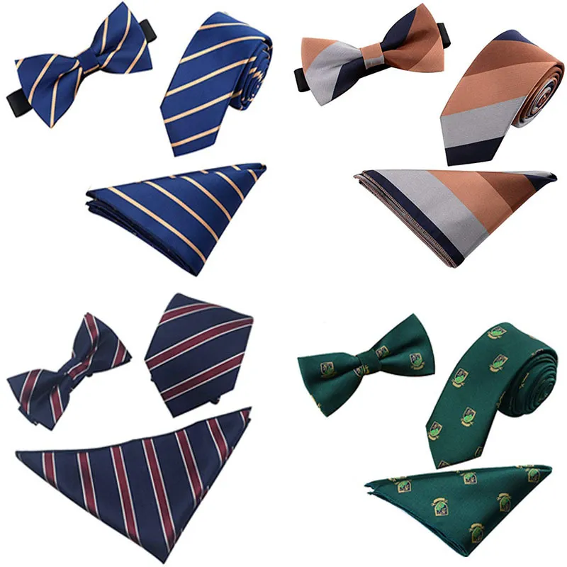 Mannen Stropdassen Zakdoek Manchetknopen Stropdas Strik Set voor Bruiloft Business Jurk Stropdas Man Stropdassen Bruiloften Accessoires 3 stks/setZYY1062