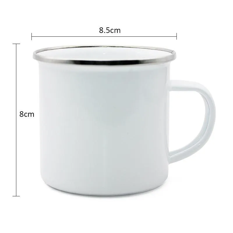 DIY Emaille-Sublimationsbecher, weiß, leer, 350 ml, Stahl, kreativ, emaillierte Kaffeetasse, langlebig, unzerbrechlich, personalisiertes Geschenk, Teetasse auf Lager, Großverkauf