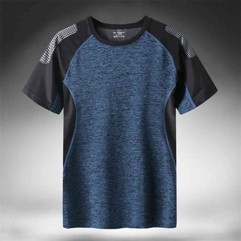 Quick Dry Sport T Shirt Men Short Sleeves Summer Casual Cotton Plus Asian Size M-5XL 6XL 7XL Top Tees GYM Tshirt Clothes 210726