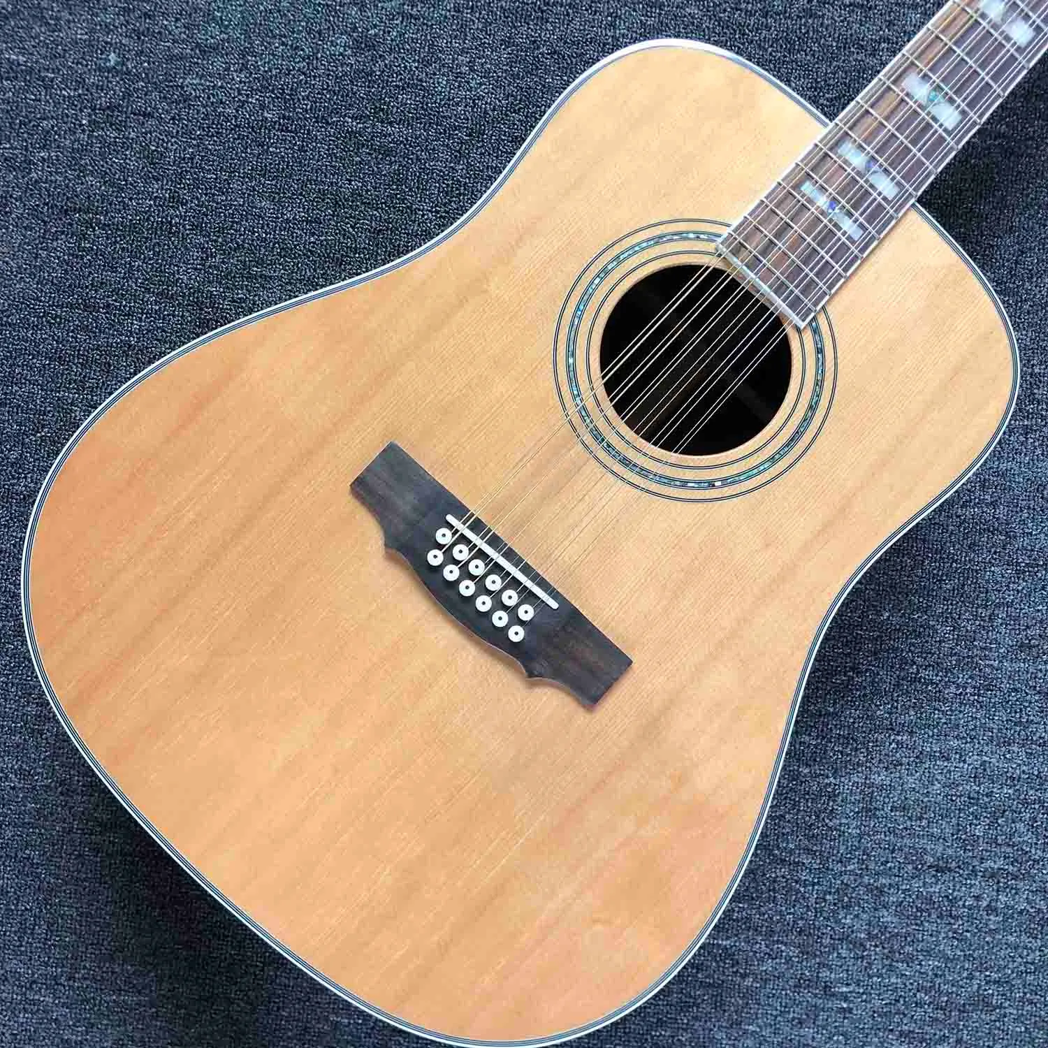 Custom D Style 12 Strings Solid Cedar Top Acoustic Electric Gitaar Rosewood Fingerboard