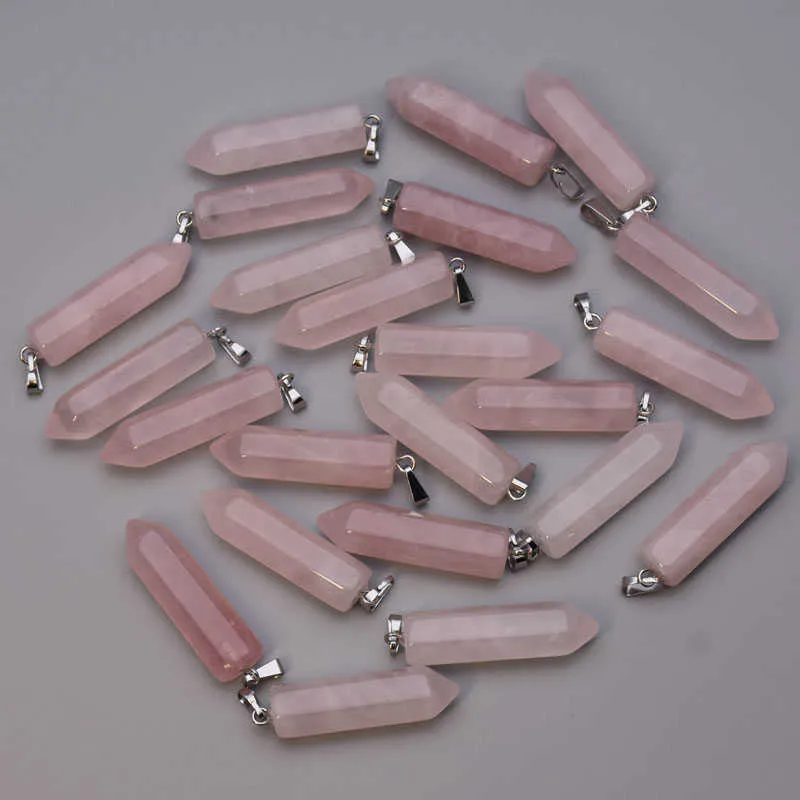 fashion natural stone good quality Quartz Rose Pendant & necklaces for making Jewelry charm Point parts 24-50pcs lot whole 2112038