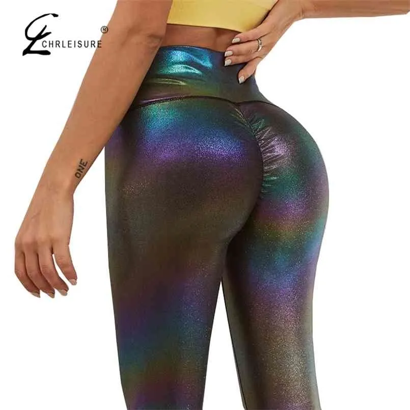 Leggins per il fitness da palestra Mujer Moda Leggings perlati luminosi Donna Metti l'anca Sexy Bubble Butt Legging Abbigliamento sportivo da donna Allenamento 210925