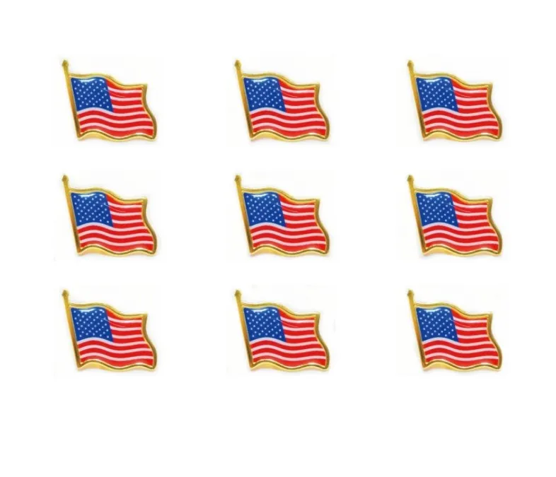 10st / Lot American Flag Lapel Pin United States USA Hat Tie Brosches Tack Badge Pins Mini Brosch För Klädväskor Dekoration