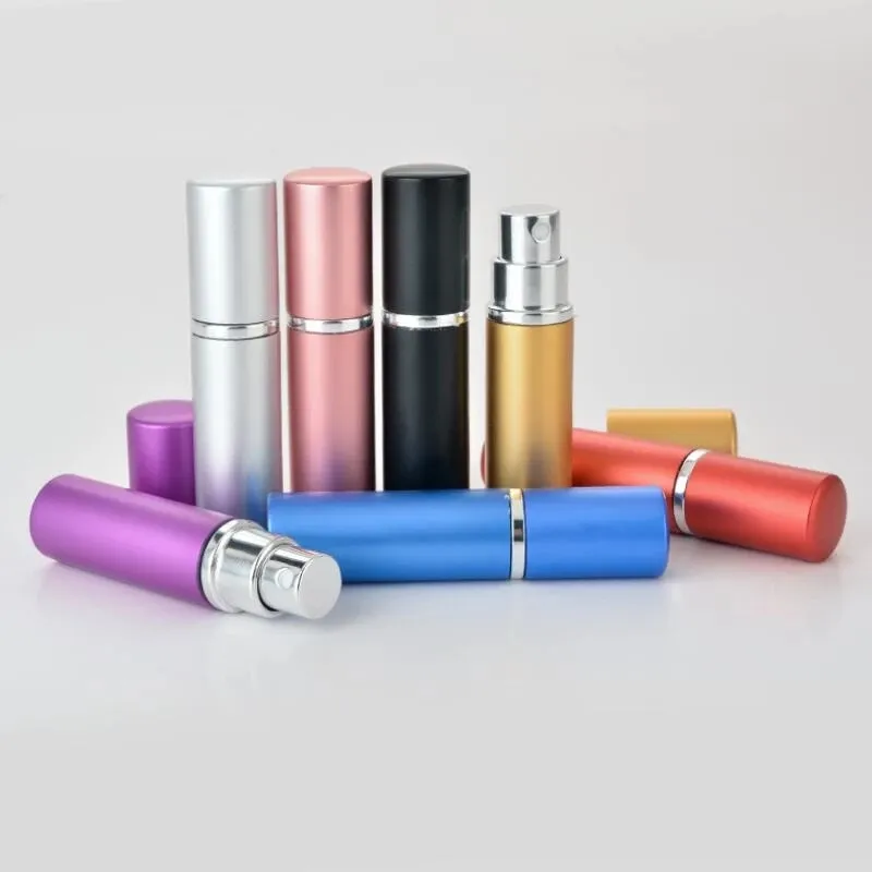 Parfumfles 5 ml aluminium geanodiseerde compacte aftershave atomisator verstuiver geur glas geur-fles gemengde kleur