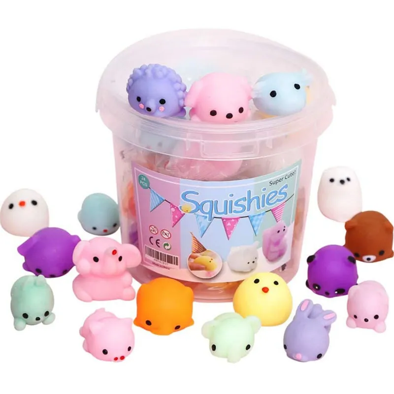 24 шт. / Установить Squishy Toy Modific Animal AntiStress Ball Mochi Игрушки для стресса Средства для облегчения приготовления с стрессовым рельефом 0681