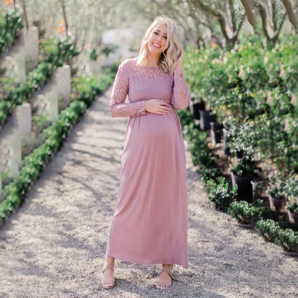 Classy Maternity Gown with Bishop Sleeves - Sexy Mama Maternity