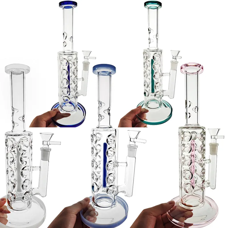 High Quality 11 Inch Straight Tube Hookahs Fab Egg Inline Perc Oil dab Rigs 5mm Thick Glass Bong 14mm Female Joint Bongs Water Pipe With Bowl WP2161