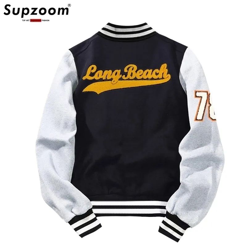 Arrival Sale Baseball Uniform Coat Fleece Cotton Letter Preppy Style Single Breasted Bomber Jacket Brand Clothing Men 211126