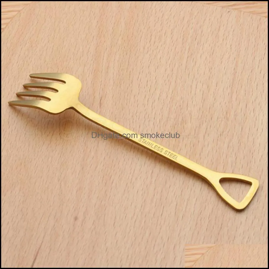 Shovel Shape Cake Spoon Stainless Steel Mini Fruit Fork For Tea Coffee Sugar Ice Cream Cafe Bar Tableware RRA1861