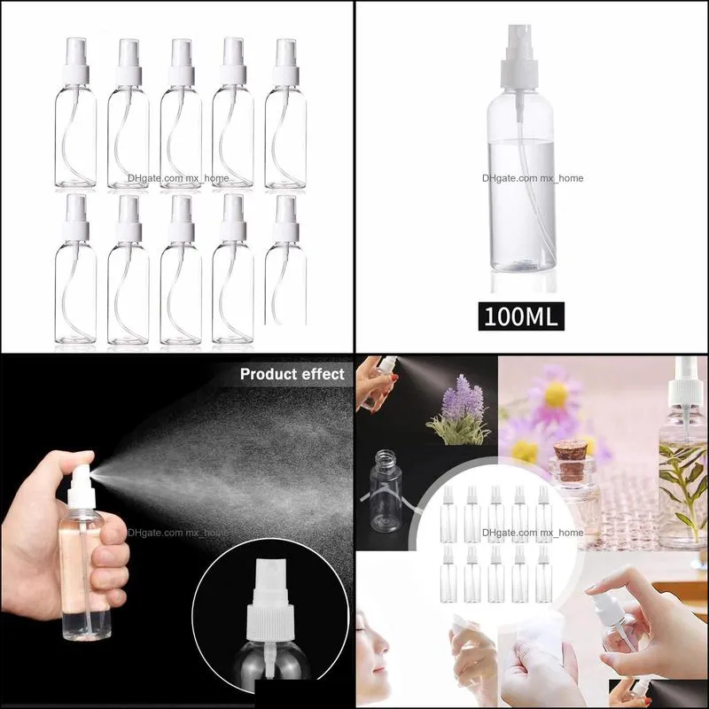 10PCS 100ml 3.4OZ Clear Fine Mist Spray Bottle.Refillable Empty Plastic Spray Bottle Set with Cap A0629