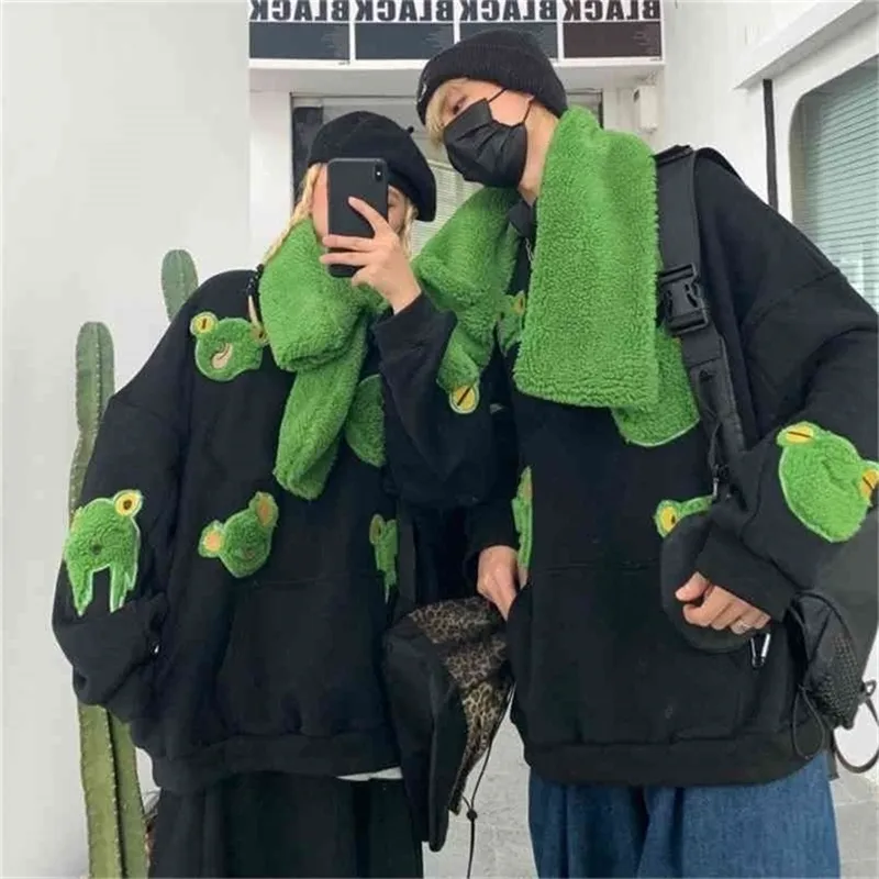 Frog Pull Sweatshirt Hommes Harajuku Japonais Streetwear Sweat Survêtement Couple Vêtements Printemps 210809