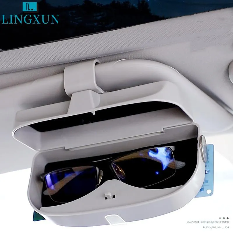 その他のインテリアアクセサリーLingxun Car Glasses Case Sun Holders Box多機能インナーサンシェードストレージカードバッグLA165