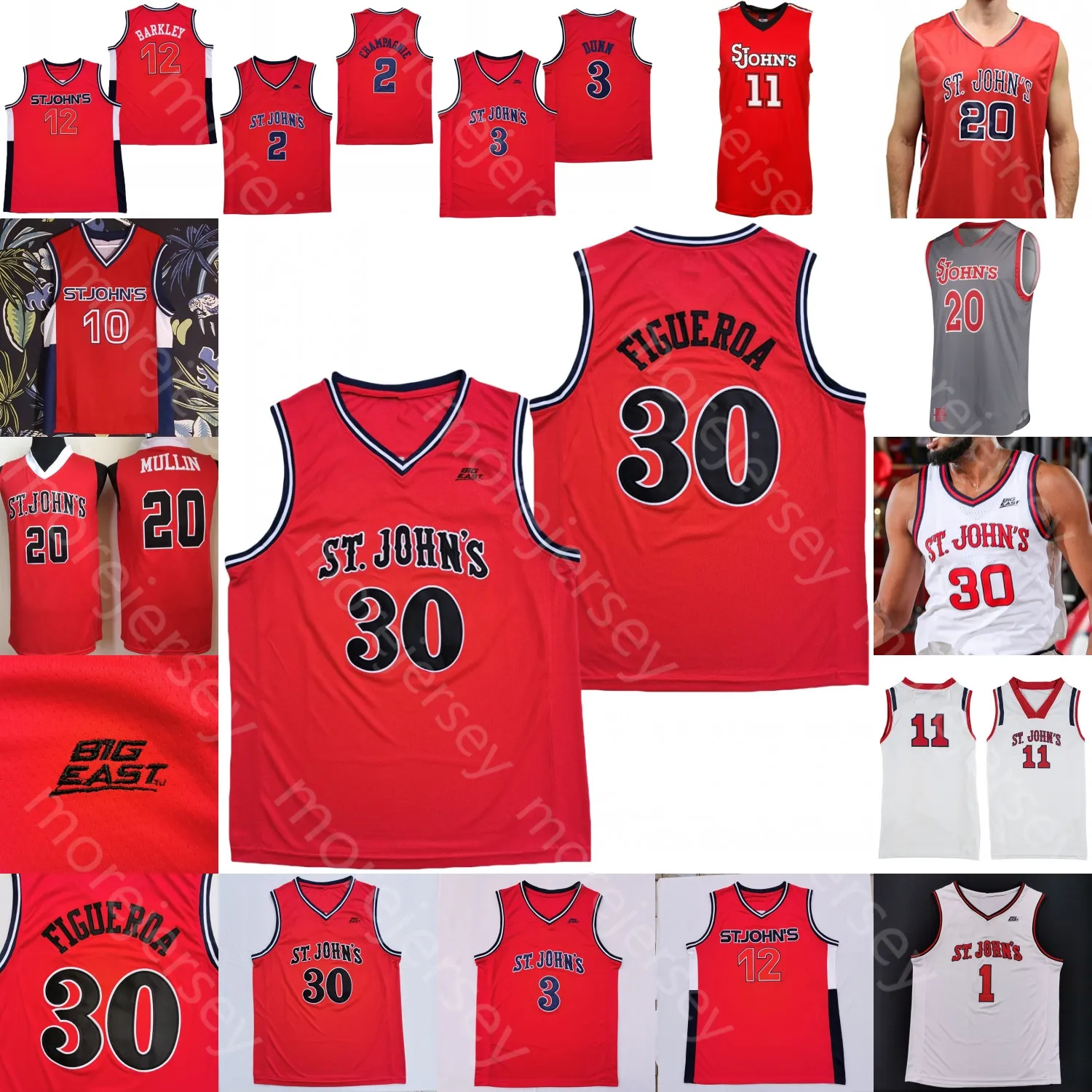 Camisa de basquete St. John's Red Storm NCAA College LJ Figueroa Champagnie Mullin Artest Posh Alexander Montez Mathis Smith Tareq Coburn Soriano Aaron Wheeler Dunn