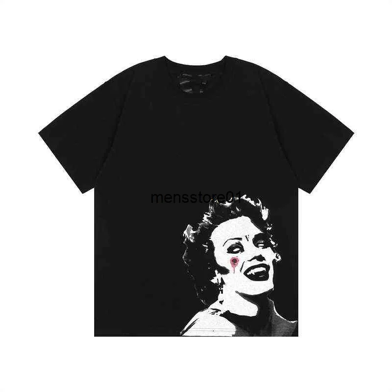 s pays homage to Mona portrait T-shirt summer loose casual big V print short sleeve for lovers