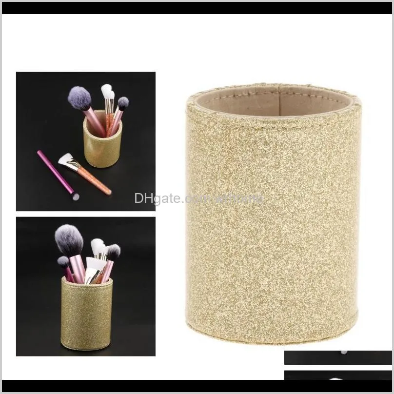 leather for home office stationery desktop organizer glitter pen holder makeup brush storage boxes & bins