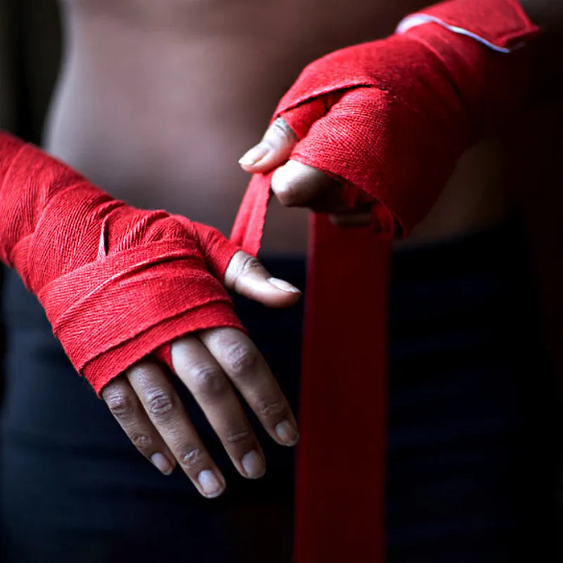 Bandages De Boxe En Coton – 2,5 M De Longueur – Pour Poignets Et Mains – Couleurs Au Choix (jaune, Blanc, Rouge, Bleu)