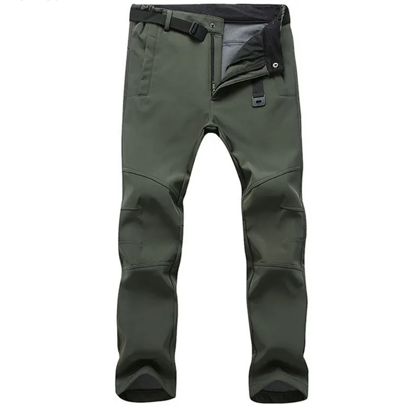 Stretch Wodoodporne spodnie Mężczyźni Dorywczo Zima Grube Ciepłe Reker Rekin Spodnie Skóry Mężczyzna Wiatrówka Spodnie Dyski Męskie Tactical Spodnie 210714