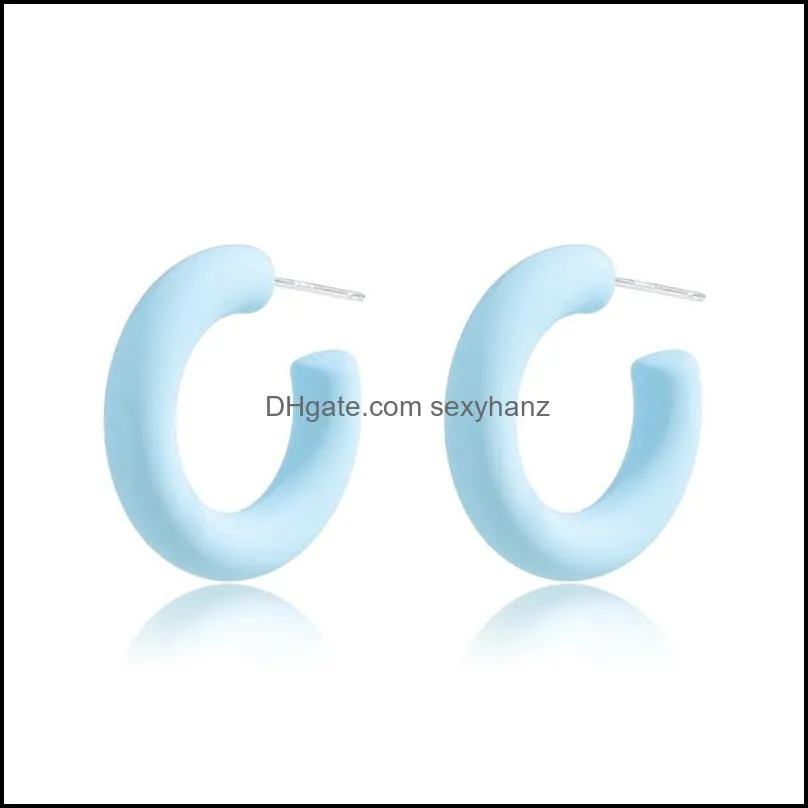 Fashion Candy Color Acrylic Stud Earrings Women C Shaped Retro Ear Rings For Party Gift Earring Hoop Jewelry Accessories Wholesale