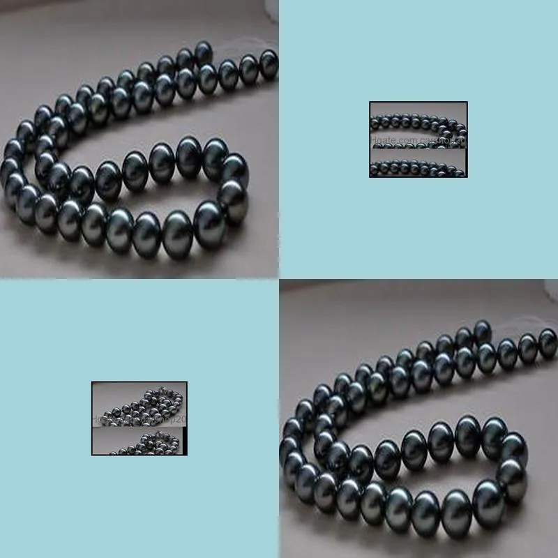Wholesale Liang Li 11-12mm south sea round black pearl necklace 18 inch S925