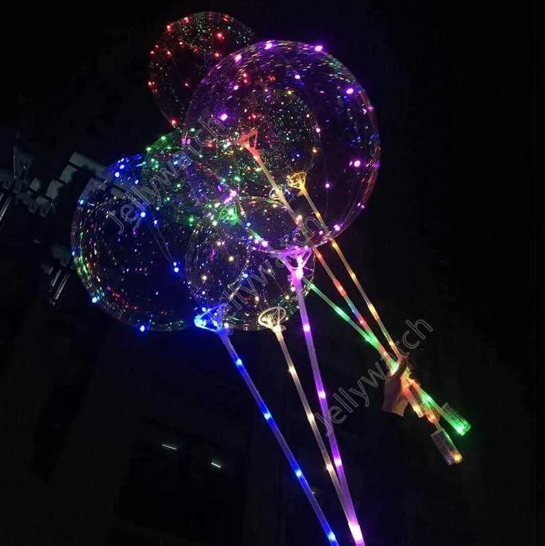 LED Bobo Ballon Avec 31.5 pouces Bâton 3M Chaîne Ballon LED Lumière De Noël Halloween Anniversaire Ballons Décor De Fête Bobo Ballons DHY57