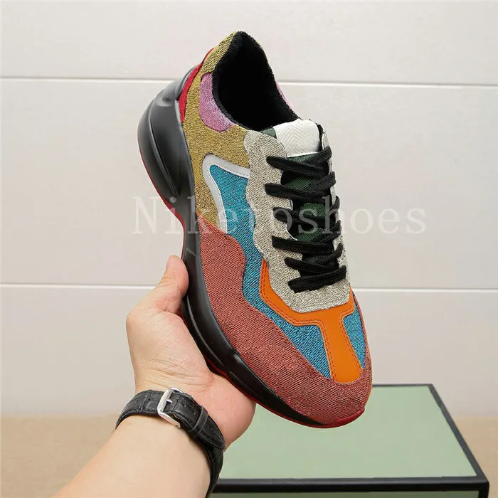 Rhyton Multicolor sneaker thick sole Dad Shoes Italy Luxurys Multicolor canvas chunky sole Rhyton Vintage Clunky Sneaker Designers