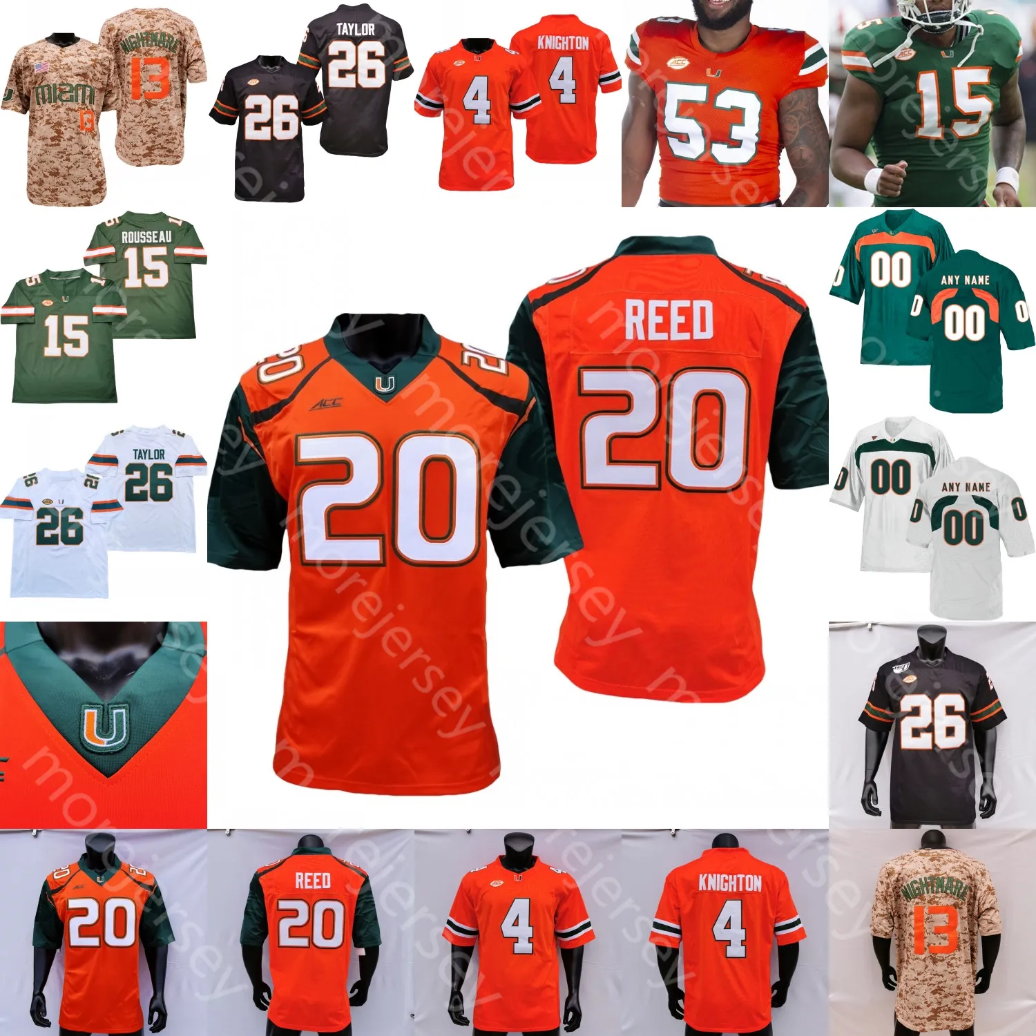 Miami Hurricanes Football Jersey NCAA College Tyler Van Dyke Henry Parrish Jr. Mark Fletcher Sean Taylor Francisco Mauigoa Young Restrepo Allen Chaney Reed Knighton