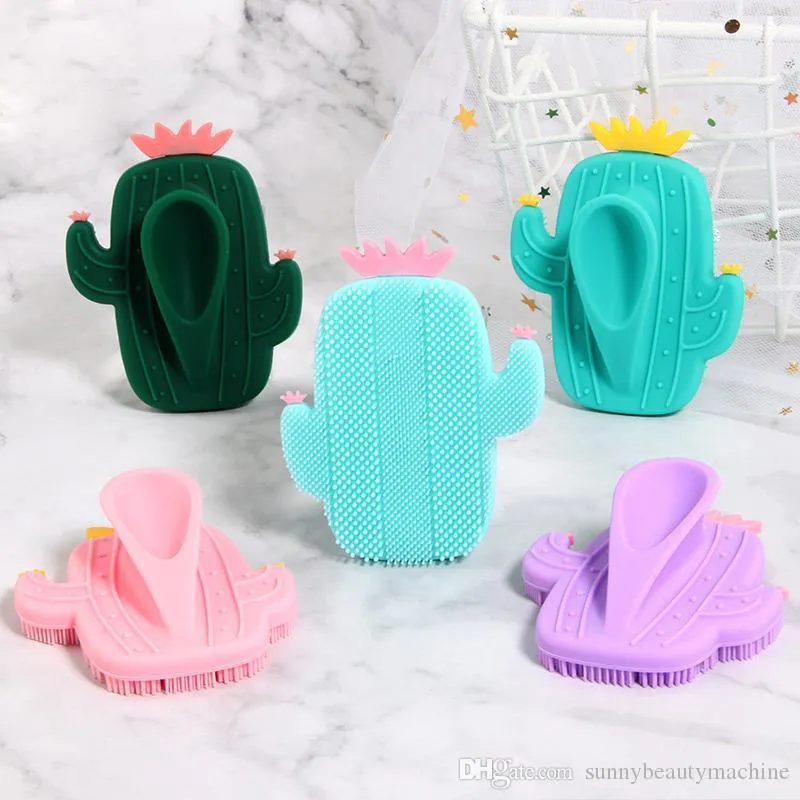 Factory direct selling Cactus Silicone Beauty Massage Washing Pad Facial Exfoliating Blackhead cute Face Brush Tool Soft Deep Cleaning Skin Care