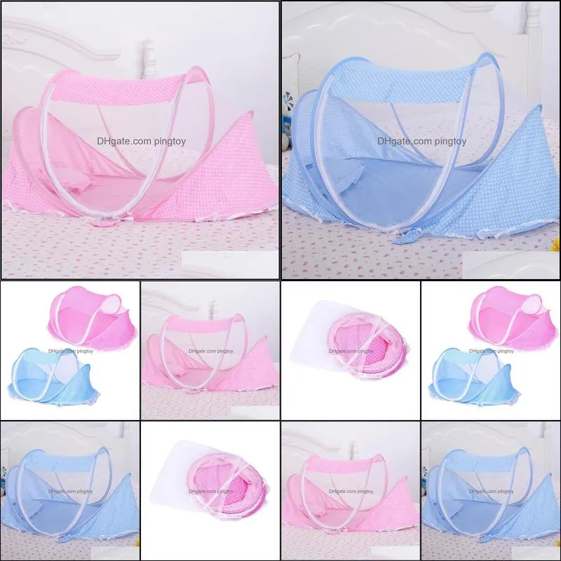 Foldable New Baby Crib 0-2 Years Baby Bed With Pillow Mat Set Portable Folding Crib With Netting Newborn Sleep Travel Bed