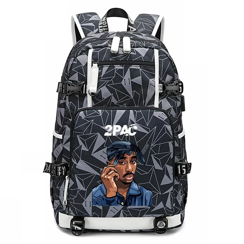 Backpack Rap Tupac 2Pac Hip Hop Women Men Laptop Backpacks Fashion