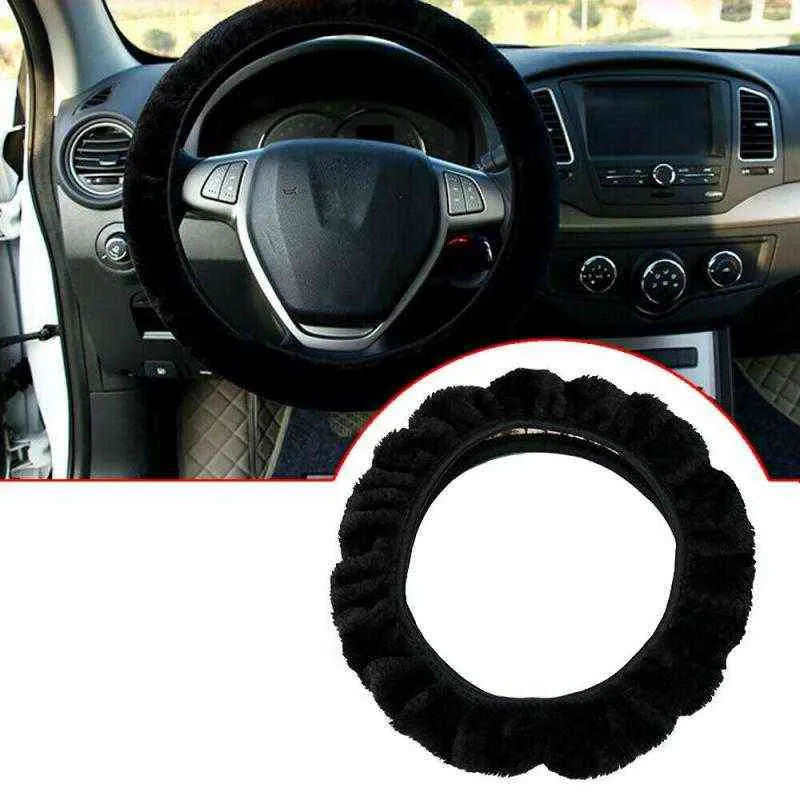 Soft Warm Plush Covers Car Steering Wheel Cover Short Velvet Car Decoration Winter Warm Universal CarStyling 4 Colors J220808