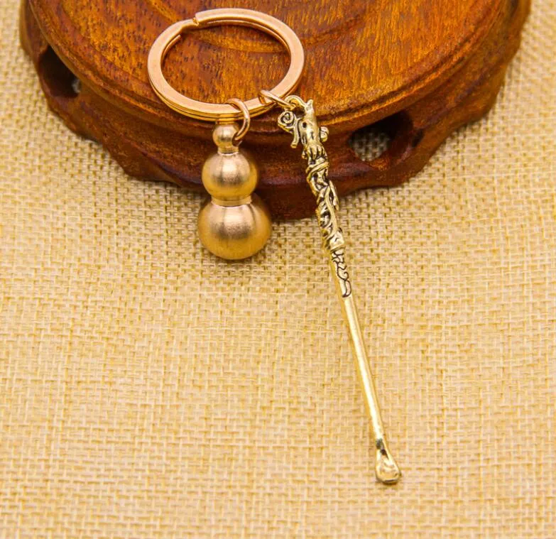Gourd Style Metal Earpick Dab Dabber Smoking Accessories Tools 7 Types Ear Pick Spoon Keychain Key Ring Shovel Wax Scoop Hookah Shisha Pipe