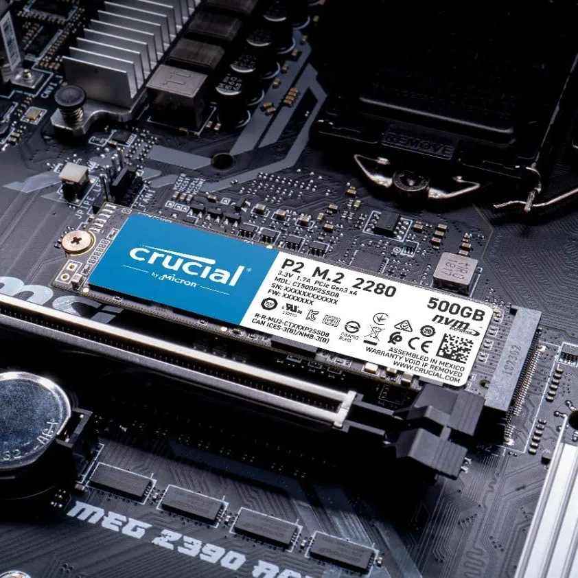 Crucial P2 500GB 3D NAND NVMe PCIe M.2 SSD Up to 2400MB/s - CT500P2SSD8