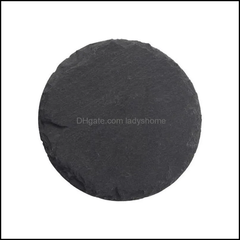 Natural Slate Coaster Table Decoration Whiskey Themed Wine Cup Holder Coasters Insulation Tea Mat HWF7542