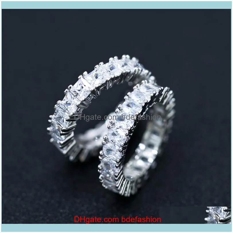 New White Gold Plated Clear CZ Zircon Rings For Women Girls Gifts Shining Crystal Wedding Engagement Ring