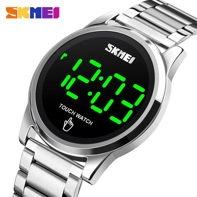 Skmei LEDメンズデジタルタッチ時計創造的な展示されている男性腕時計日付タイムファッション男性時計クロックReloj Hombre 1684 Q0524