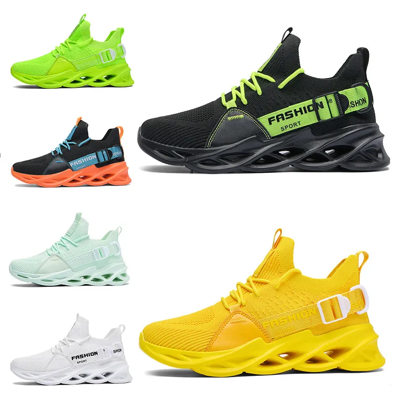 2021 Non-Brand Män Kvinnor Running Skor Blade Andningsbar Sko Svart Vit Lake Green Orange Yellow Mens Trainers Outdoor Sports Sneakers