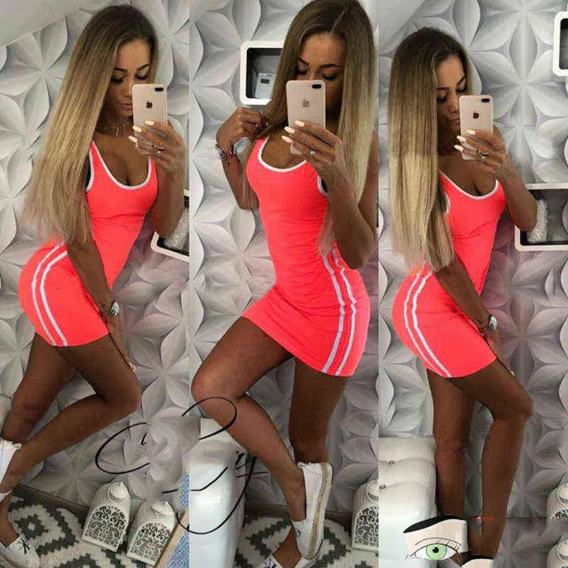 Deporte Vestidos cortos Verano Forma de verano ocio ocio mangas u mujeres lado rayas correr ropa deportiva vestido de tenis