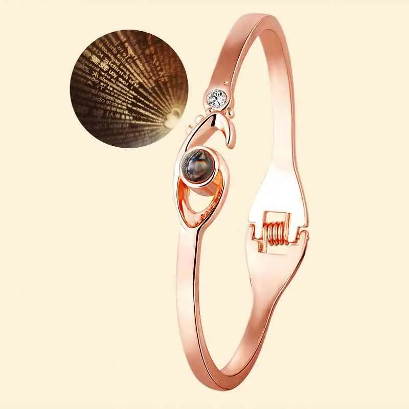 Valentijnsdag I Love You 100 Taal Armbanden voor Dames Koning Koningin Liefhebbers Bangle Romantische Sieraden V213-1