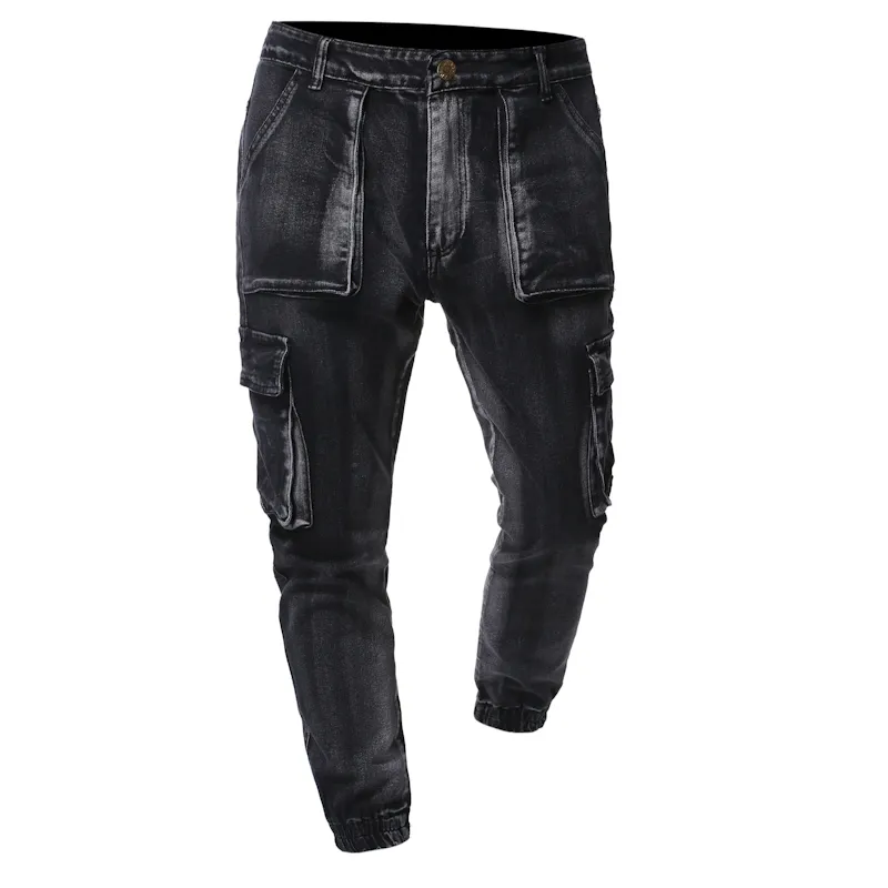 Jeans für Herren Herbst Winter Jeans Herren Mode Slim Cargohose Hip Hop Jogger Streetwear Röhrenjeans Herren Freizeithose Größe 38