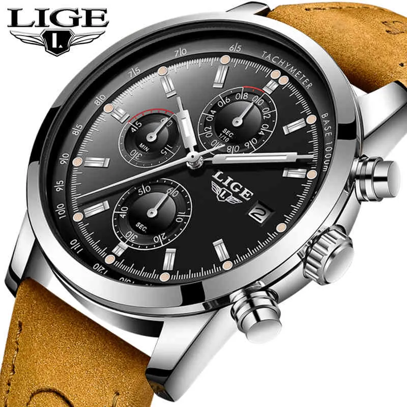 LIGE Quartz Herenhorloges Sport Businwatch Mannen Topmerk Luxe Wristwacth Mannen Militaire Waterdichte Klok Relogio Masculino X0524