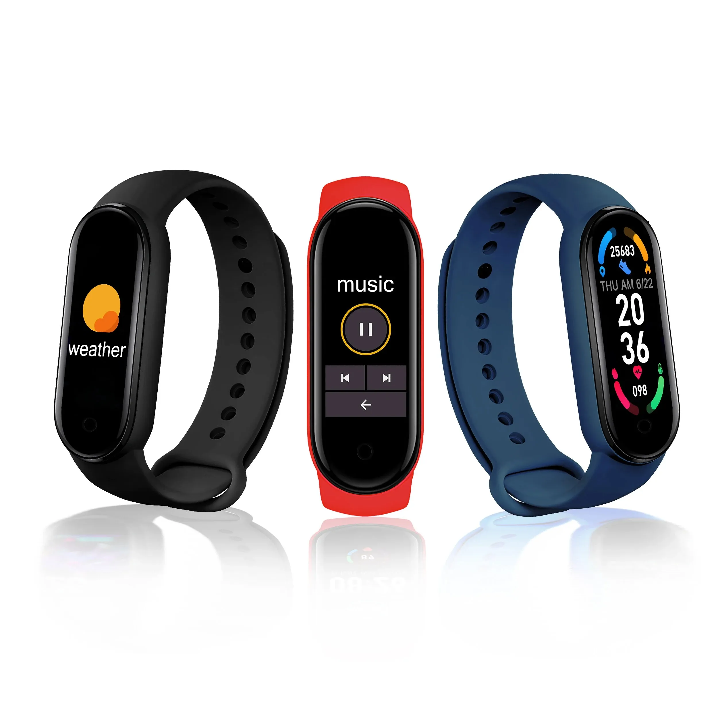 M6 0,96 Zoll Touchscreen Herzfrequenz Blutdruckmessung Schlafüberwachung benutzerdefinierte Zifferblatt USB-Aufladung Smart Watch