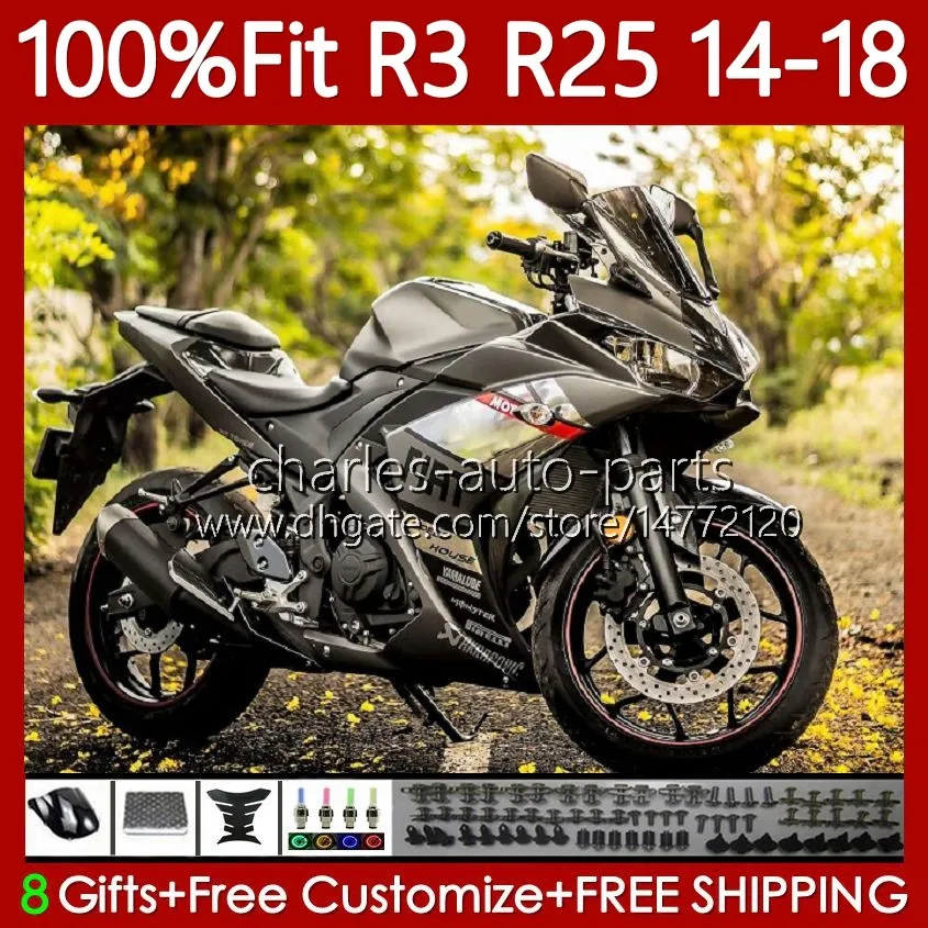 حقن قالب الجسم YAMAHA YZFR3 YZF-R25 YZFR 25 14-18 Bodywork 102NO.45 YZF R 3 25 رمادي Silvery R3 R25 14 15 16 17 18 18 YZF-R3 2014 2015 2016 2018 2018 OEM Fairing Kit