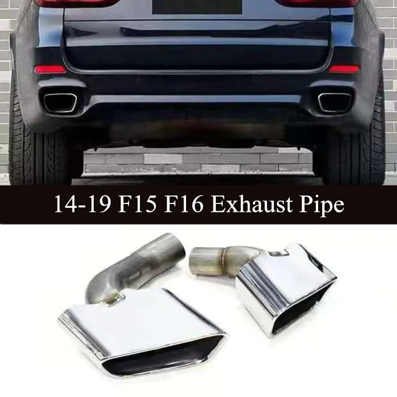 1 Set Car Muffler Pipe For BMW X5 X6 F15 F16 Update X5M X6M M Rear Bumper Silver/ Black Stainless Steel Exhaust Tip 2014-2019