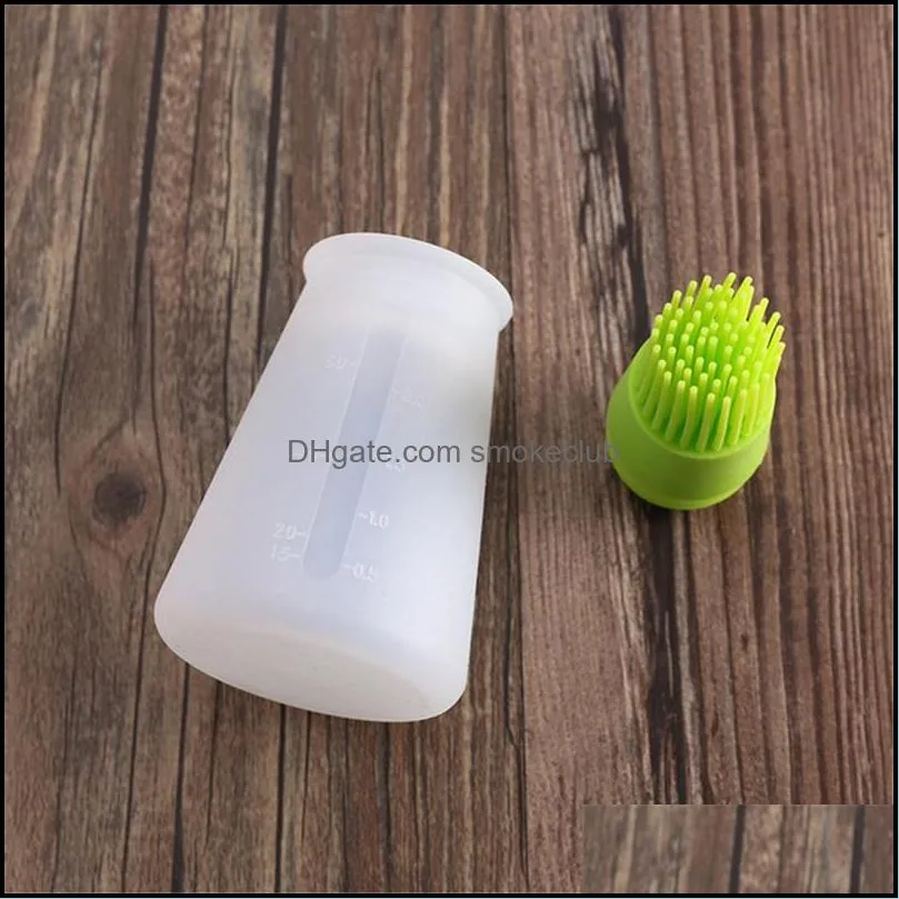 Baking Oil Brush Silicone Oil Bottle with Cap Barbecue Brush with Scale Sauce Butter Brush Kitchen Cooking Accessory CCF6955