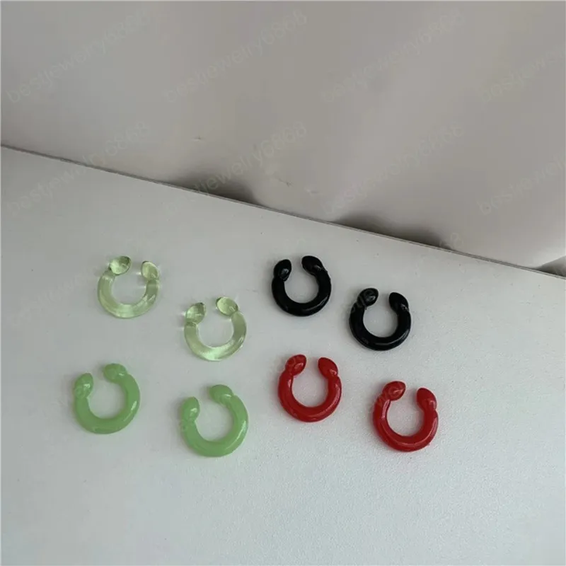 2021 Korea Spring Autumn Candy Color Transparent Resin Acrylic Ear Cuff Clips Earrings For Women Jewelry Gifts